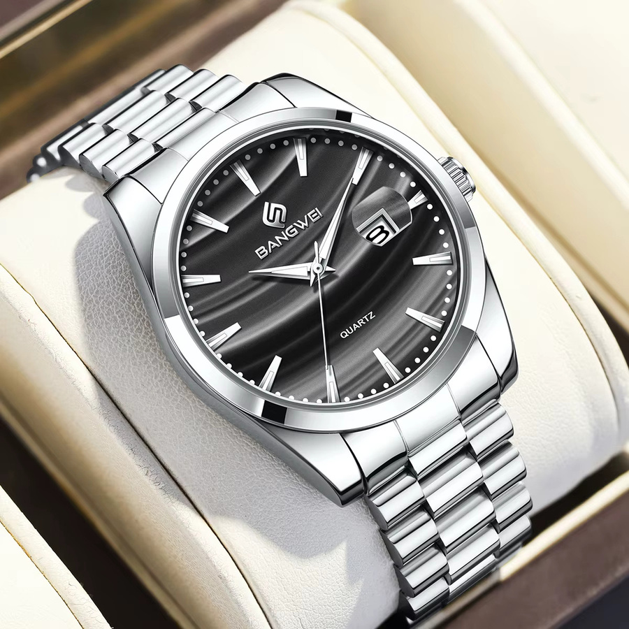 LIGE BANGWEI Armbanduhr Quarz, Edelstahl, Schwarz, Silber, Herren - Bild 6