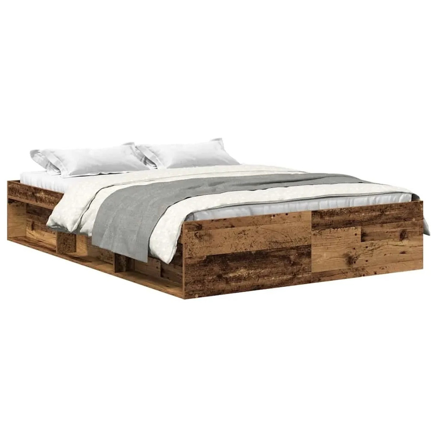 vidaXL Bettgestell in Altholz-Optik aus Kiefernholz und Holzwerkstoff, Farbe: Braun, B/T/H: 160 x 200 cm - Bild 2