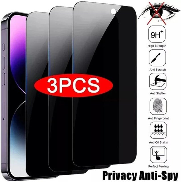 3er Pack Blickschutzfolie Anti-Spion Schutzglas für Apple iPhone in Schwarz - Bild 1