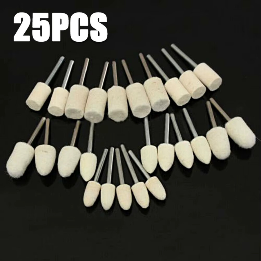 Vibratite 25er Set Filzpolierräder aus Wolle für Metall zum Polieren mit Bohrer-Zubehör - Bild 2