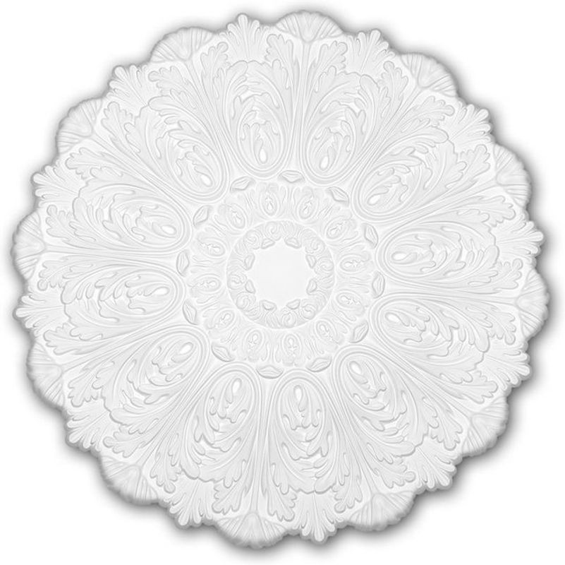 Profhome Decor Rosette Zierelement Deckenelement im Rokoko Barock Stil Weiß Durchmesser: 75,2 cm - Bild 1