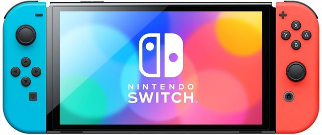 Nintendo Switch OLED Spielkonsole in Neon Rot und Neon Blau - Bild 4