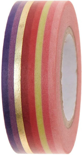 Rico Design Paper Poetry Washi Tape Streifen in Rot-Gold, Breite: 1,5 cm, Länge: 10 m - Bild 1