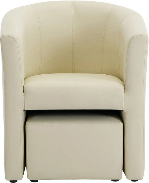 Vente-unique Sessel Jovana mit gerader Rückenlehne und Ottomane in Beige aus Kunstleder, Breite: 65 cm - Bild 1