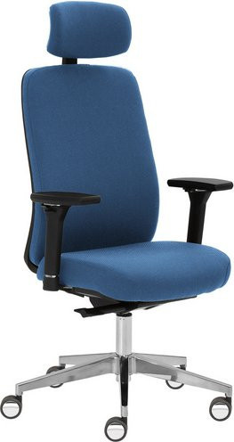 Mayer Sitzmöbel Drehstuhl mit Kopfstütze und Armlehnen, blau, B/H: 70 x 63 cm - Bild 1