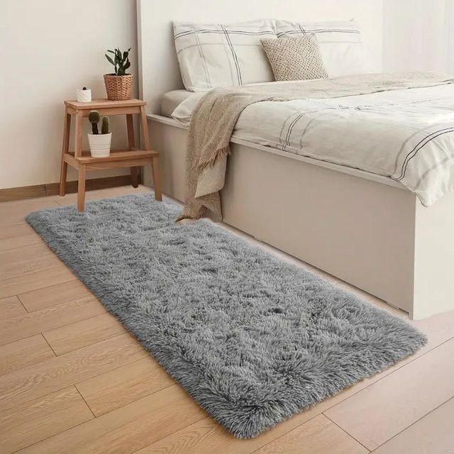 VIKAMA Plüsch-Shag-Teppich in Grau, weich und flauschig für Schlafzimmer und Kinderzimmer - Bild 1