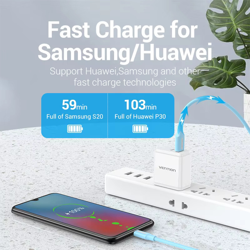 Vention USB-A auf USB-C Schnellladekabel PD60W Datenkabel in Blau - Bild 2