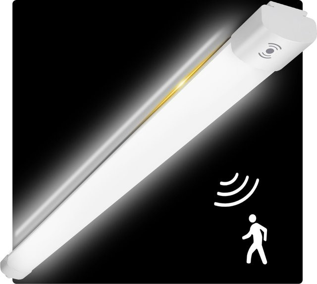 Oraymin LED-Deckenleuchte mit Bewegungssensor, 36 W, 4000 K, IP65 wasserdicht, Farbe: Weiß, Länge: 120 cm - Bild 1