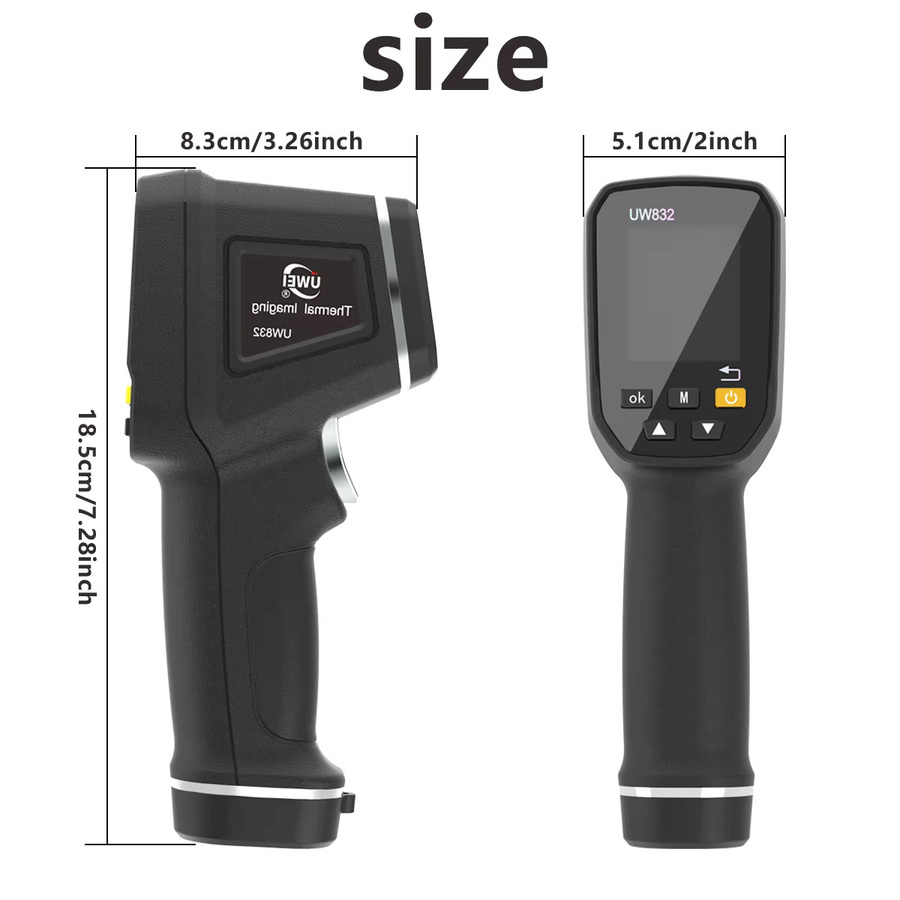 UWEI Infrarot-Wärmebildkamera mit Handgerät, 300.000 Pixel, USB wiederaufladbar, buntes Display, Emissionsgrad 0,01-1, Schwarz - Bild 3