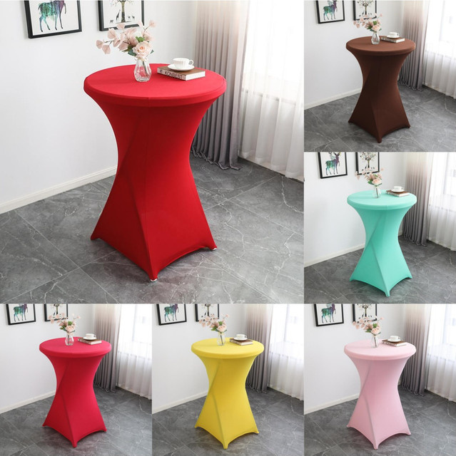 Elastische Tischdecke für runde Bartische in Rot, moderne Abdeckung für Cocktail- und Stehtische - Bild 1