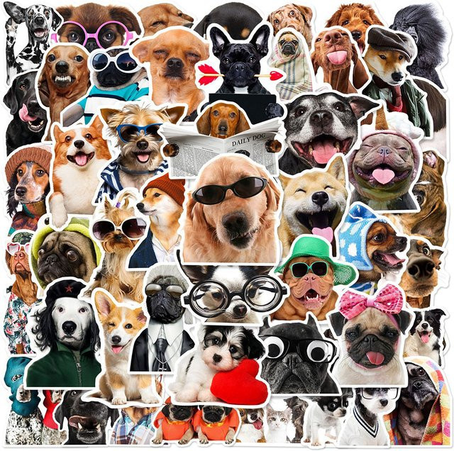 Rspctou Lustige Hunde-Meme Cartoon Aufkleber Kawaii Tier-Sticker in Mehrfarbig für DIY Dekoration - Bild 1