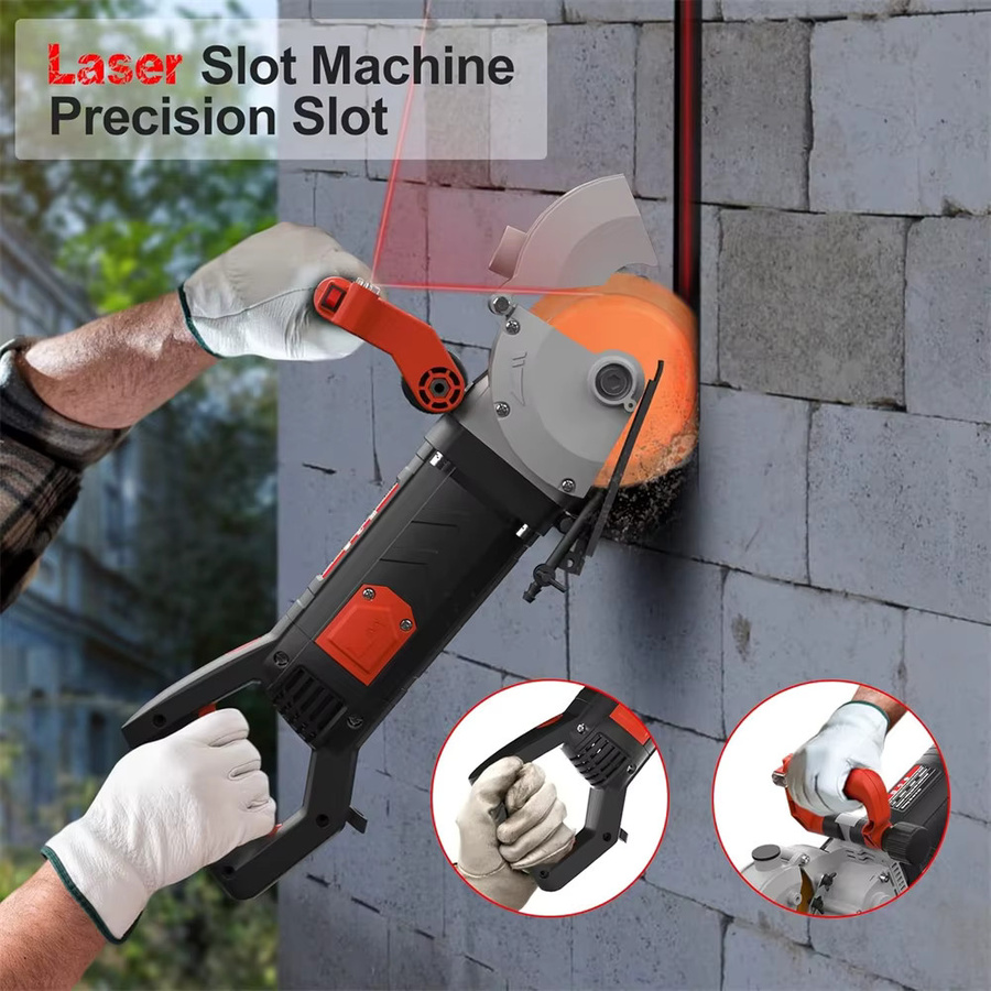 OWJHE Elektrische Wandfräse und Betonschneider mit Laser-Zielung, 4800 W, Rot, 133 mm - Bild 2