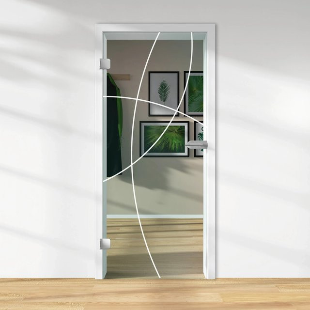 Skyscope Glasdrehtür ESG Floatglas mit Lasermattierung, transparent, DIN Links, H x B x T: 197,2 x 83,4 x 0,8 cm - Bild 1