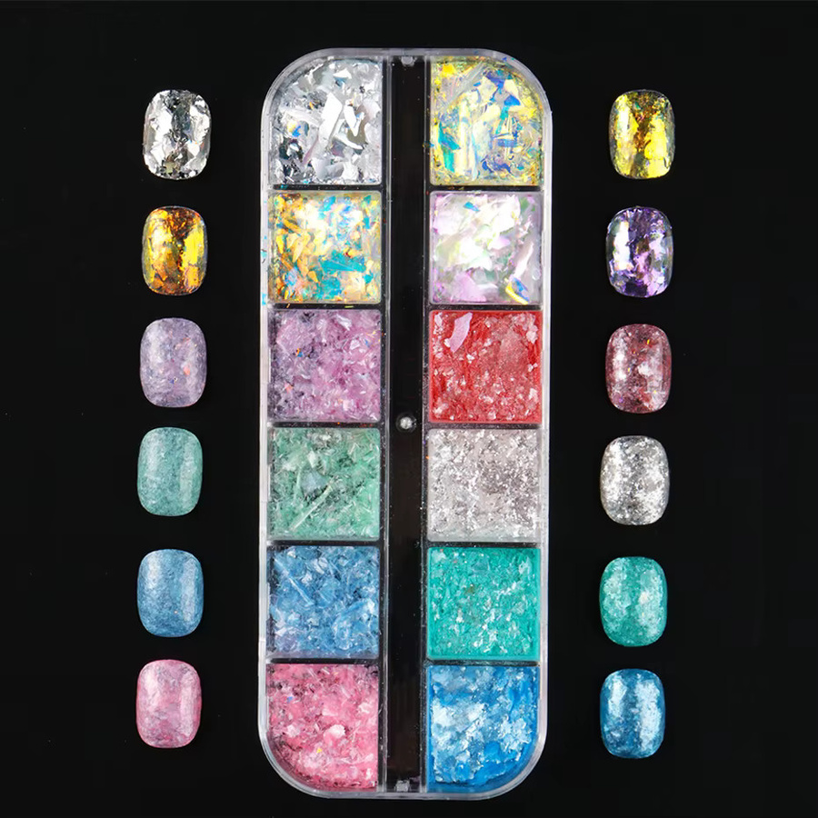 Full Beauty Nagelglitzer, Irisierende Aurora-Wolken-Brokat, 12 Gitter - Bild 5