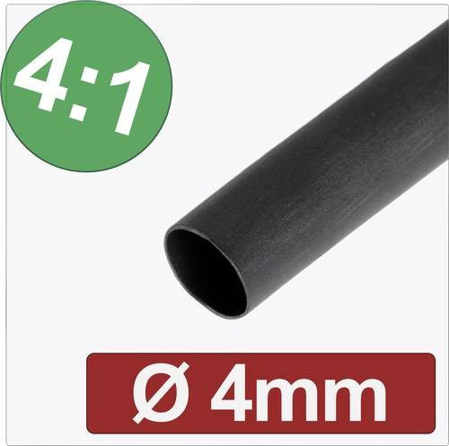 Quadrios Schrumpfschlauch mit Kleber Schwarz 4mm Schrumpfrate 4:1 Meterware - Bild 1