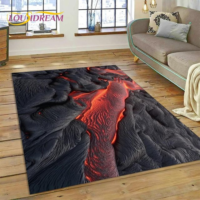 Karpetti Vulkan 3D Lava Magma Teppich, Schwarz, B/T: 120 x 100 cm - Bild 1