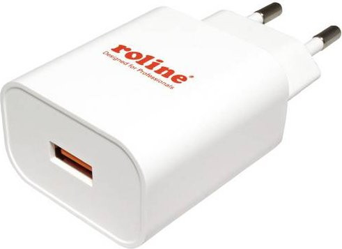 Roline USB Charger mit Euro-Stecker, 1 Port, QC3.0, 18W, Weiß - Bild 1