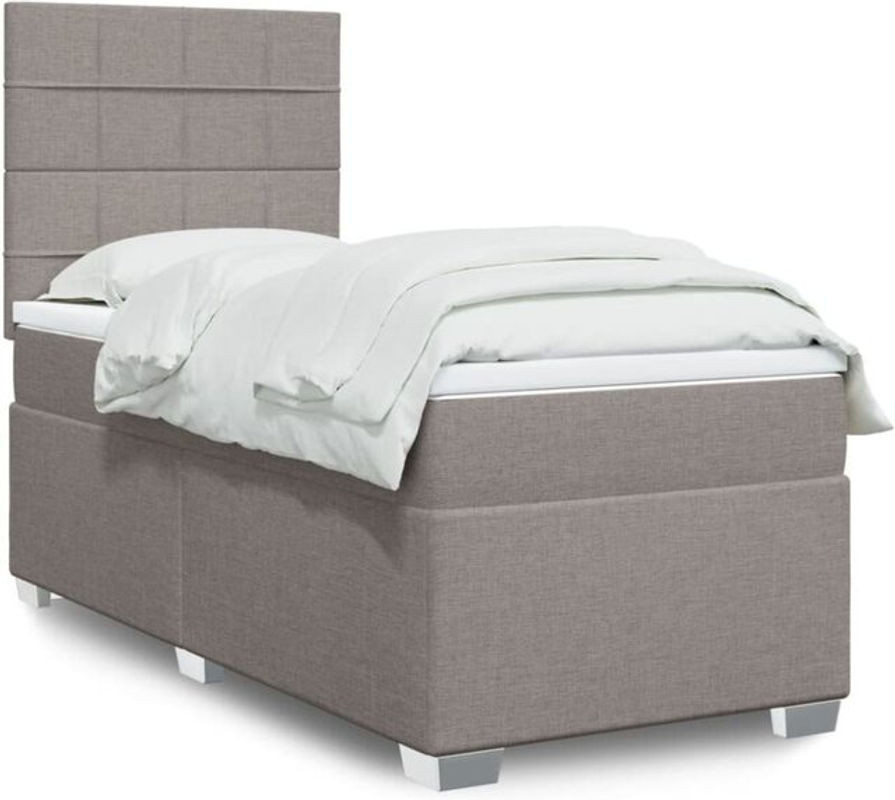 Boxspringbett mit Matratze von vidaxl in Taupe meliert, Modernes Design aus Stoff und Holzwerkstoff, B/T: 100 x 200 cm - Bild 1