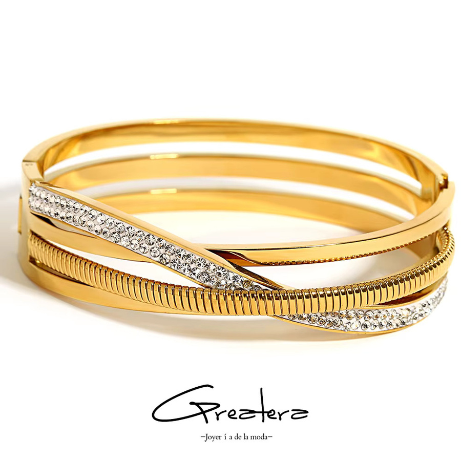 Greatera Armband, Edelstahl, vergoldet, Strass, Damen - Bild 2