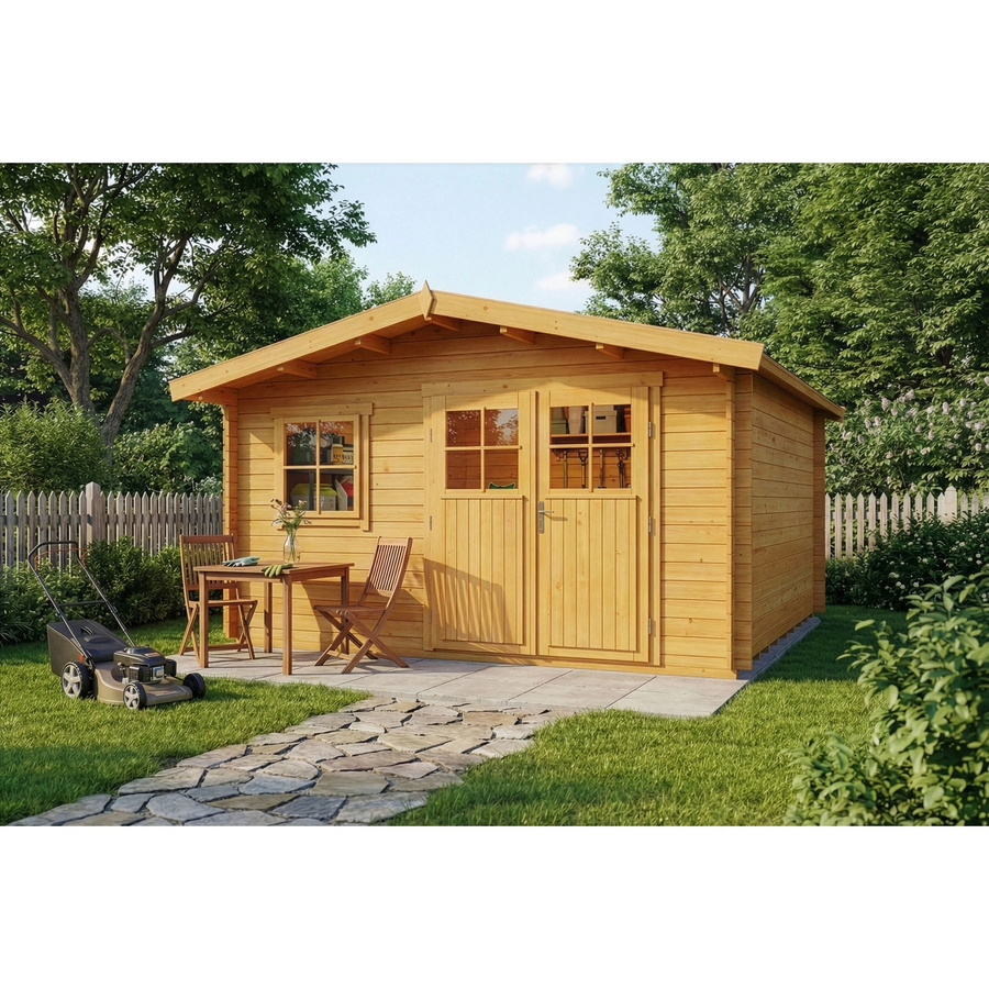 Gartenhaus Valeria-28 von Alpholz in Natur/Braun mit Fenster und Giebeldach, B/T/H: 428 x 427 x 28 cm - Bild 2