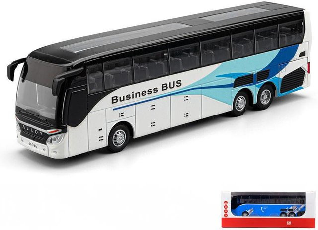 Linyi toy car Geschäfts-Fernverkehr-Eindeckerbus, Spielzeugauto, 1:30, Metall, mit Licht und Ton, ab 14 Jahren - Bild 1