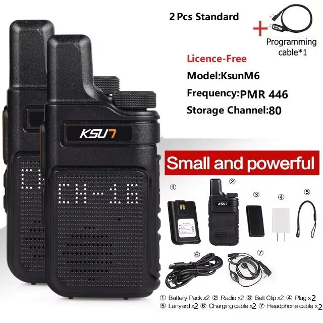 Ksut PMR446 Walkie Talkie Set, 2 Stück tragbare Zwei-Wege-Funkgeräte in Schwarz - Bild 7