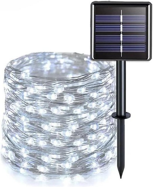 Lanzhong Home Decoration Solar LED Lichterkette Outdoor für Garten und Weihnachten, Wasserdicht IP65, Farbe: Weiß, 7m Länge mit 50 LEDs - Bild 1