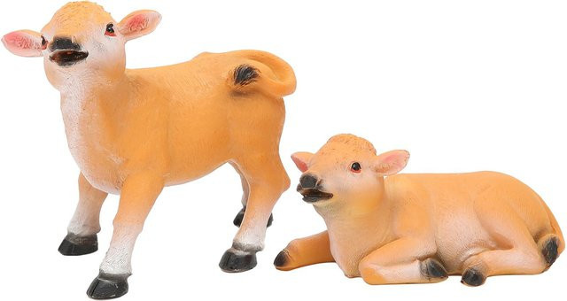 2er Set Kalb Tiermodelle aus Harz zur Dekoration für Garten, Bonsai und Blumentöpfe - Bild 1