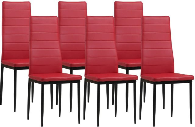 Albatros Esszimmerstühle MILANO 6er Set Rot mit Kunstleder-Bezug und Metall-Gestell - Bild 1