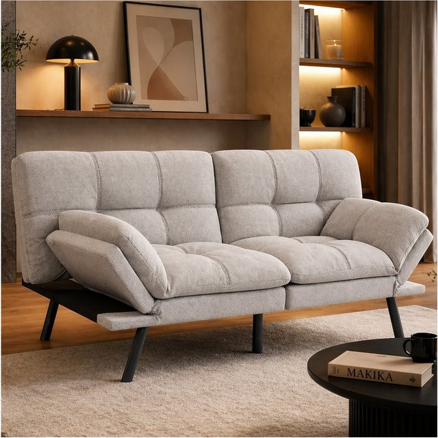 Makika Schlafsofa Paul 3-Sitzer Schlafcouch mit Schlaffunktion in Grau - Bild 1