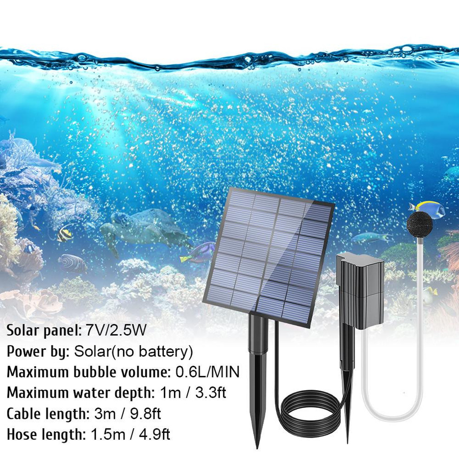 Gstain Solar Teichbelüfter mit 2,5W und Sprudelstein für Teich, Aquarien und Hydroponik - Bild 5