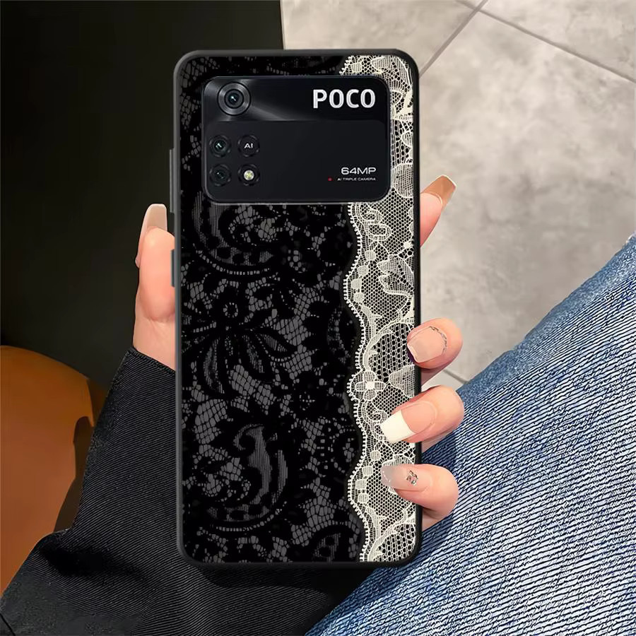 Schwarze Spitzenhülle für Xiaomi Poco F-Serie als elegante Handyhülle - Bild 2