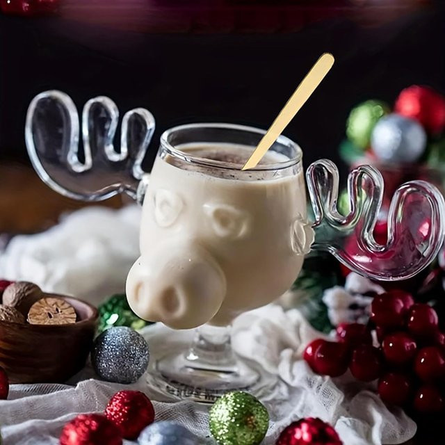 APWIKOGER Weihnachtstasse mit Rentierkopf aus Glas, transparent, 240 ml - Bild 1