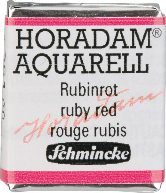 Schmincke HORADAM Aquarellfarbe Rubinrot im 1/2 Näpfchen mit Gummi Arabicum - Bild 1