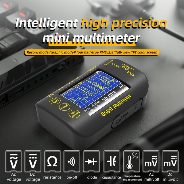 BSIDE Intelligentes Digitalmultimeter mit 20.000 Zählungen, Echtzeit-Wellenformaufzeichnung und Temperaturtest, Schwarz - Bild 1