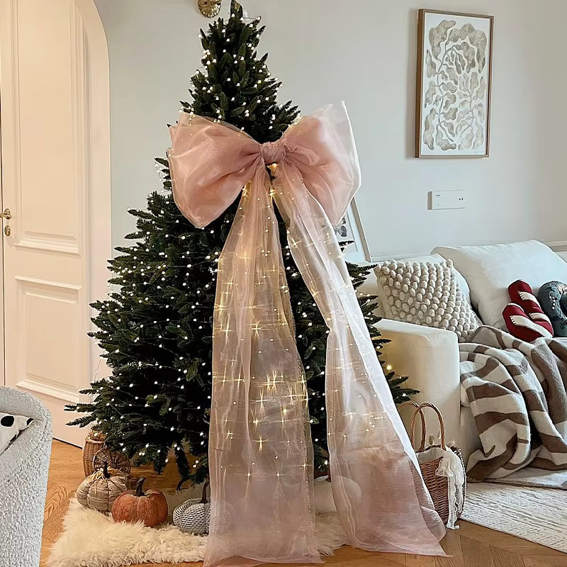 Navida Organza-Schleife als Weihnachtsanhänger für Weihnachtsbaum und Party-Dekoration in Weiß und Pink - Bild 4