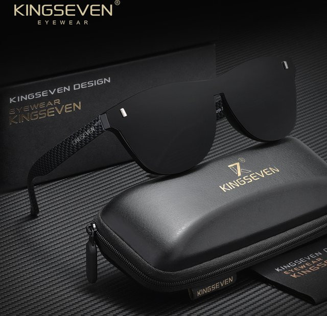 KINGSEVEN Sonnenbrille, randlos, rund, TR90, polarisiert, Unisex, schwarz - Bild 1