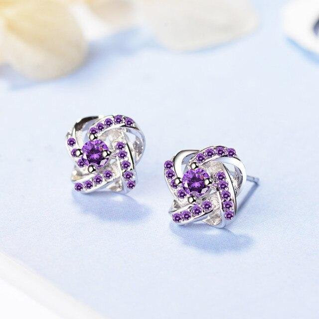 Ohrstecker 925 Silber, Zirkonia, violett, Damen - Bild 1