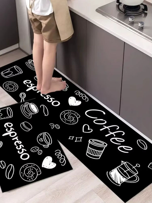 Vikama 2er-Set Küchenmatten modern und rechteckig, schwarz, wasserabsorbierend und schmutzabweisend - Bild 2