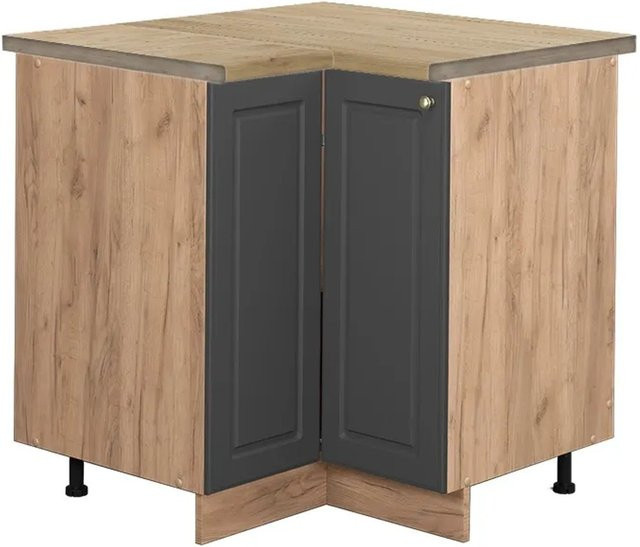 Vicco Eckunterschrank Fame-Line in Anthrazit-Gold und Eiche mit Soft-Close-Türen, B/T/H: 80,5 x 60,0 x 82,0 cm - Bild 1