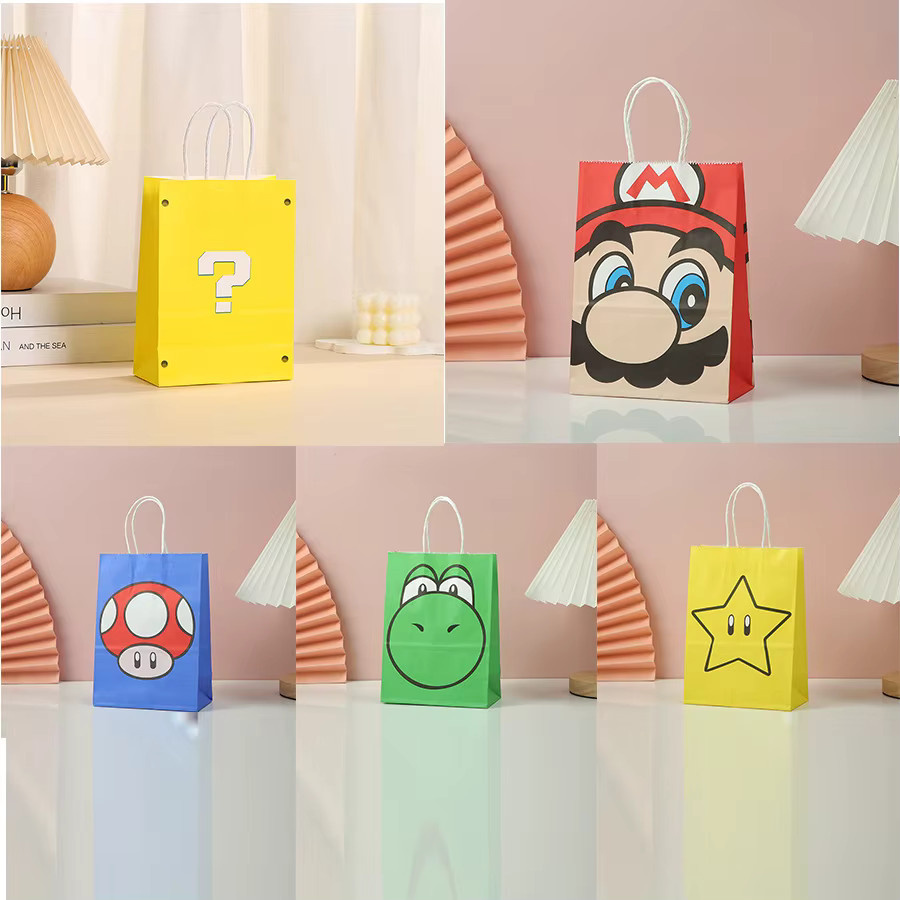 Bandai Mario & Yoshi Geschenktüten-Set aus Papier für Kindergeburtstags-Partys - Bild 1