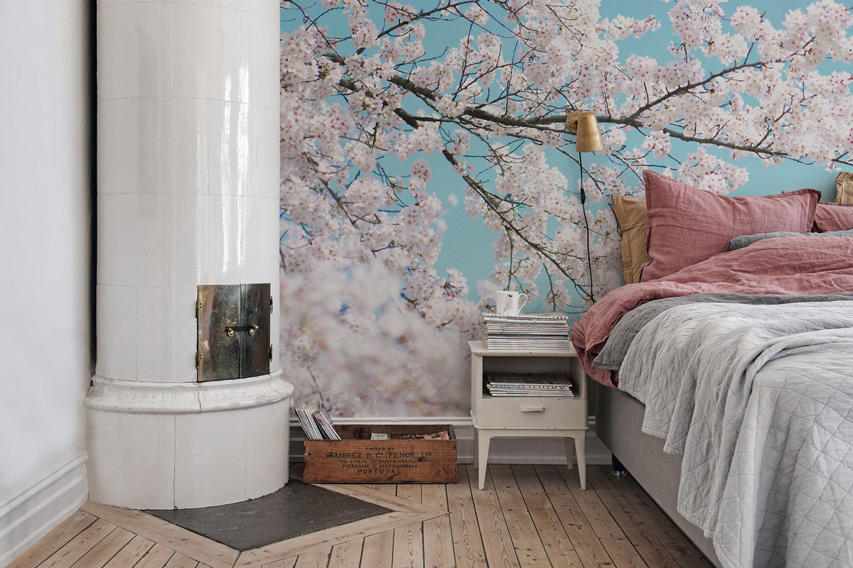 Rebel Walls Mural Cherry Tree Wandtattoo in Pink mit botanischem Naturdesign und floralem Muster im skandinavischen Stil - Bild 2