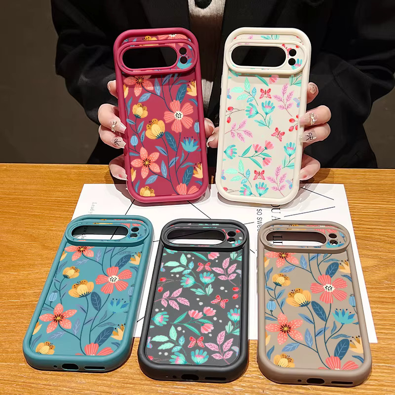 Stoßfeste TPU-Silikonhülle mit romantischem Blumenmuster für Google Pixel 8 Pro, 8A, 9 Pro XL und 9 in Beige, Weiß und Multicolour - Bild 2