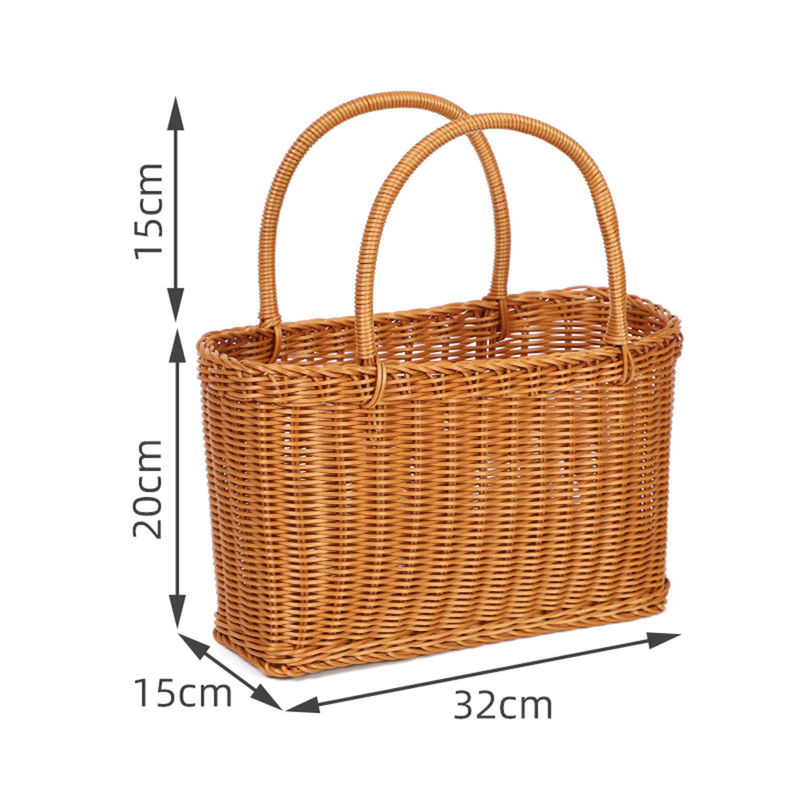Kesoto Picknickkorb aus Rattan in Braun, Rechteckiger Aufbewahrungskorb im Landhausstil - Bild 5