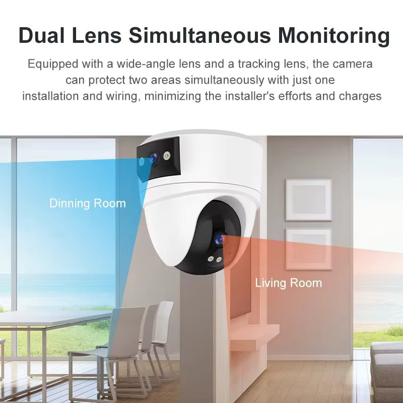 DiFang 4K WLAN Haustier-Kamera mit 10MP Dual-Objektiv, Schwenk-Neige-Funktion, Nachtsicht und 2-Wege-Audio in Weiß - Bild 3