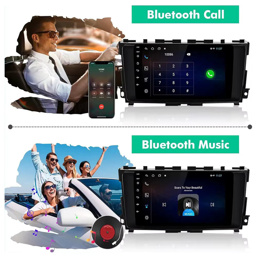 Android 15 Auto Stereo Radio Multimedia mit Bluetooth und drahtlosem CarPlay sowie Android Auto für Honda Fit Jazz (2008-2013), Schwarz - Bild 3