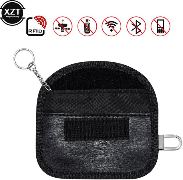 RFID Signal Blocking Tasche für Auto-Schlüssel und Handy aus PU-Leder in Schwarz - Bild 1