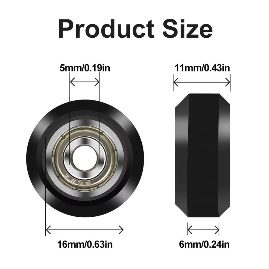 Creality Ersatzteil Set für Ender 3 und CR-10: POM Kunststoff-Räder und 625zz Linearlager für FDM 3D-Drucker in Schwarz und Transparent - Bild 3