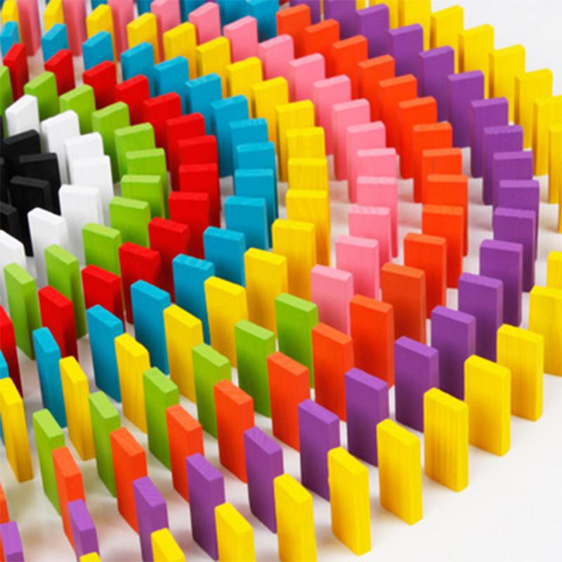 Linyi toy Domino Bausteine Holz Regenbogen 100-teiliges Set - Bild 2