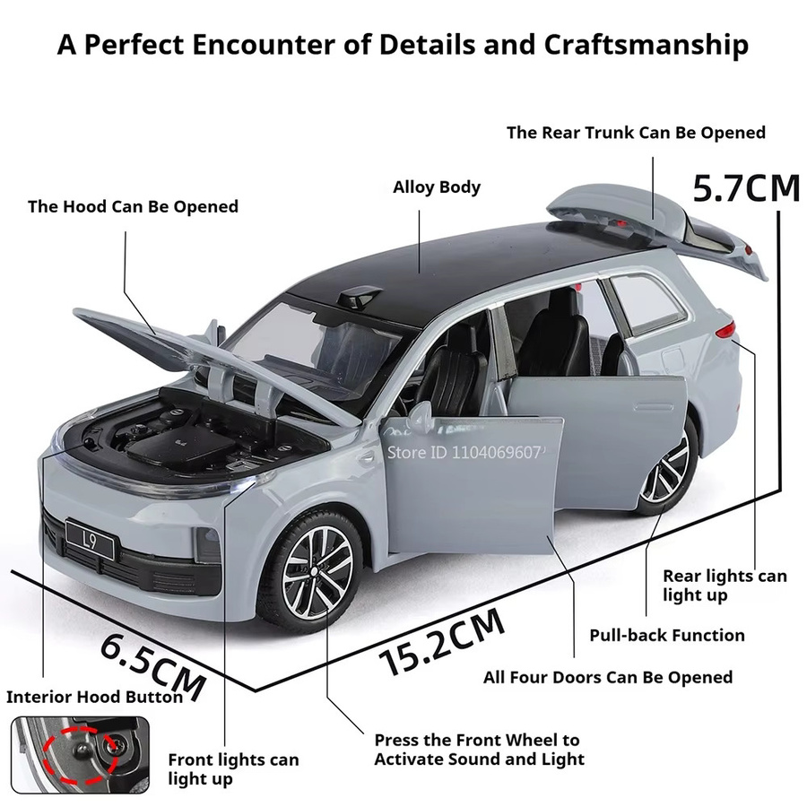 MAKEDA LI L9 NIO ES8 Modell Spielzeugauto, 1:32, Metall, mit Licht und Sound - Bild 1